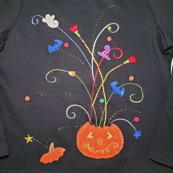 Vintage Y2K Halloween Sweater Pumpkin Black Orange Large Whimsigoth Spooky - Picture 2 of 11